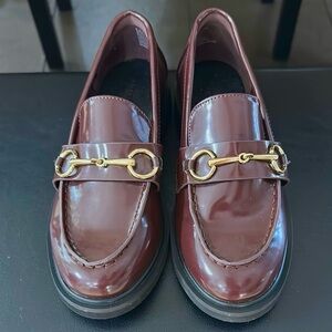 American Eagle Burgundy Loafers with Gold Accent